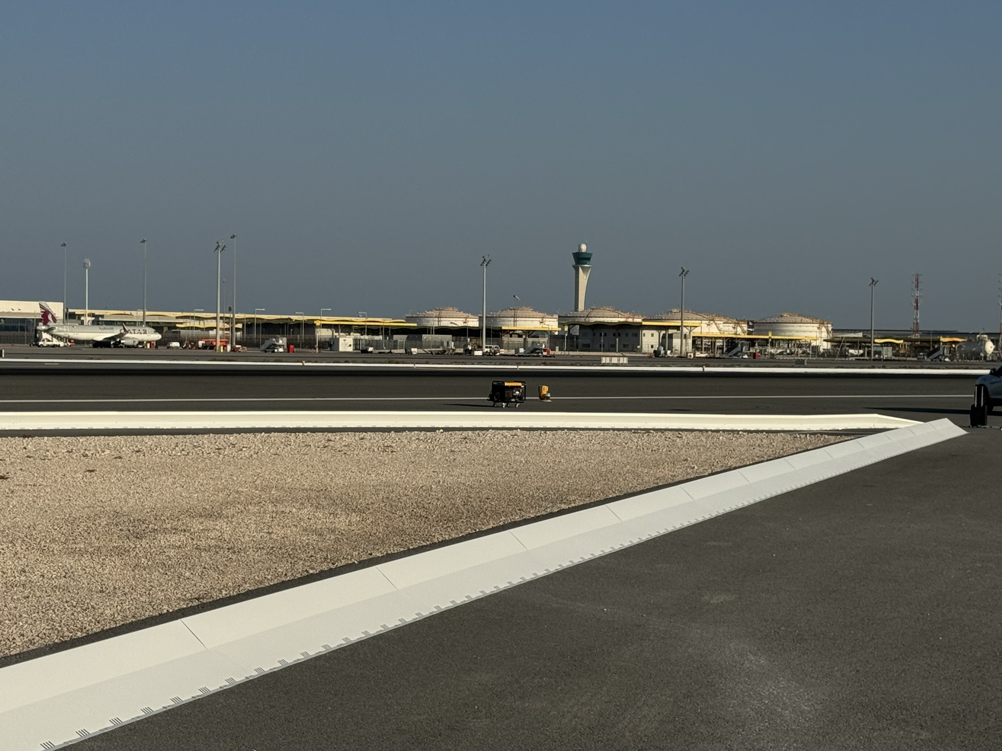 Commercial airport runway safety FOD barrier system preventing aircraft engine damage